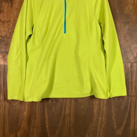Eddie Bauer Womens Sweater Lime Blue Pullover Fleece 1/4 Zip Long Sleeve XL - Picture 3 of 12